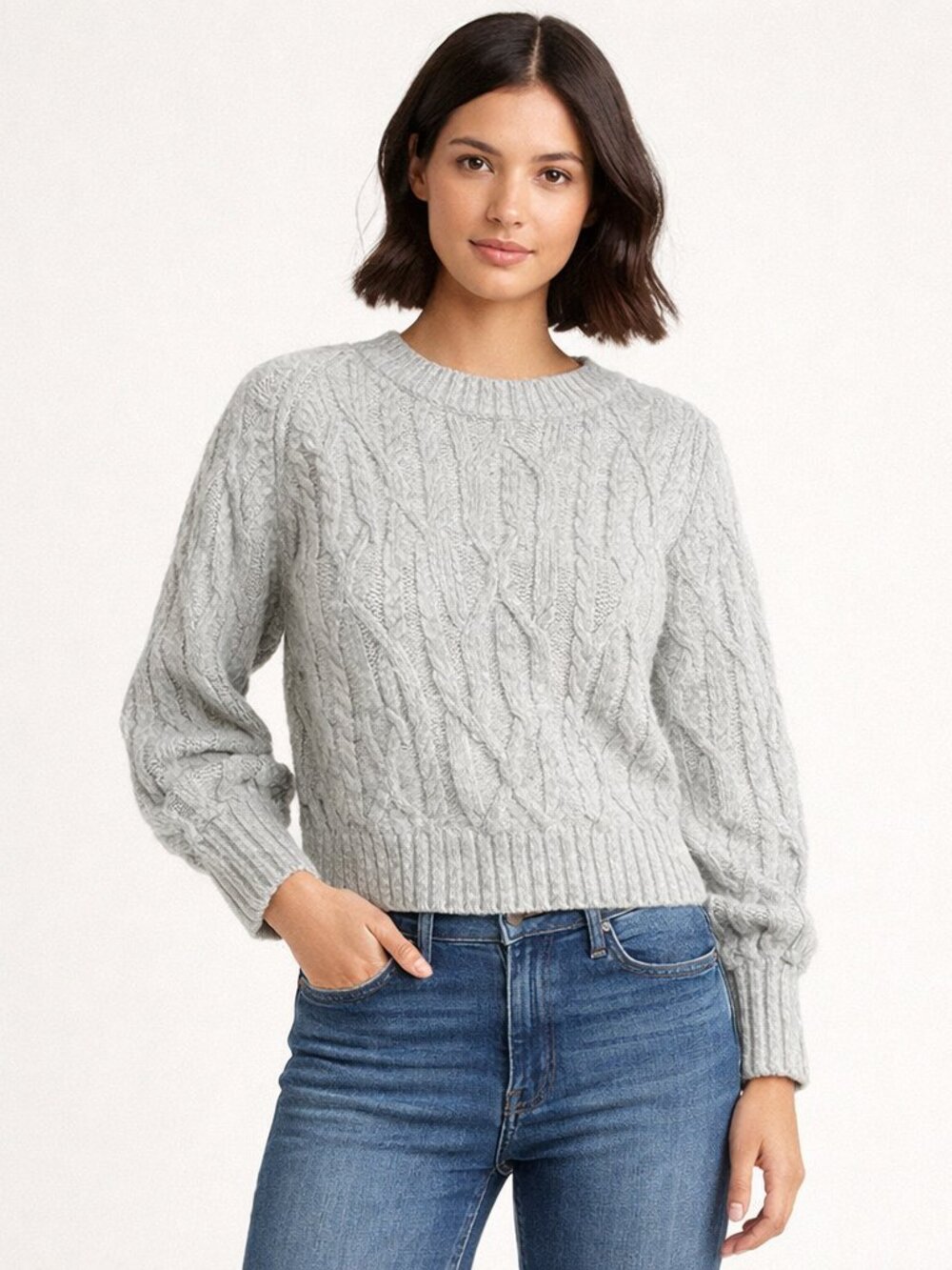 White House Black Market Boat neck cable sweater Size M Wool